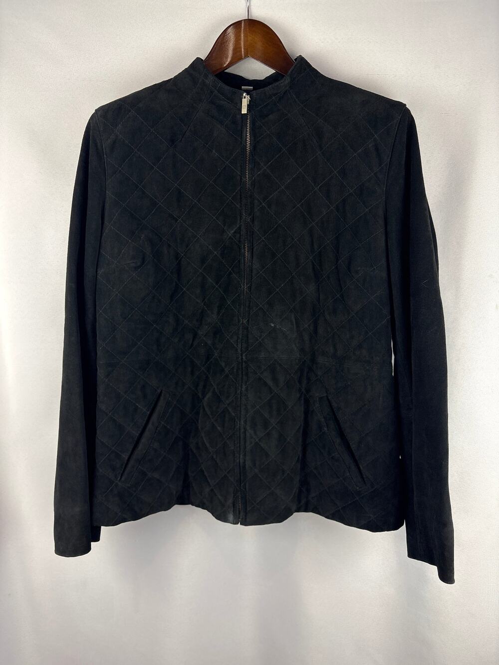 Womenβs Pamela McCoy Large Black Suede Quilted Jacket